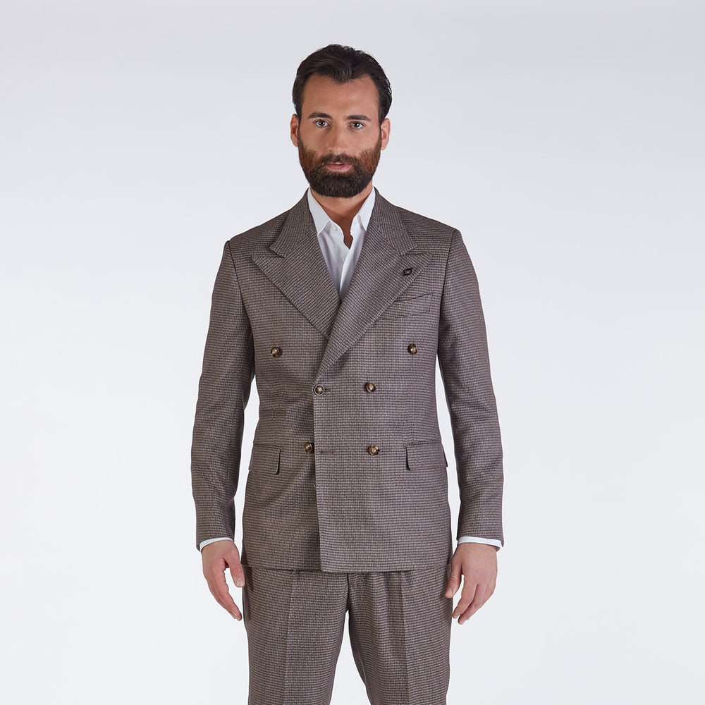 
                  
                    Capri - Checked beige wool blend jacket 
                  
                