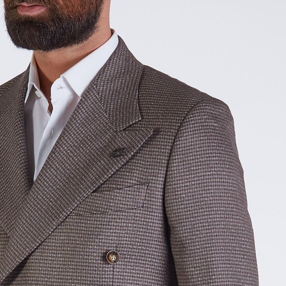
                  
                    Capri - Checked beige wool blend jacket 
                  
                