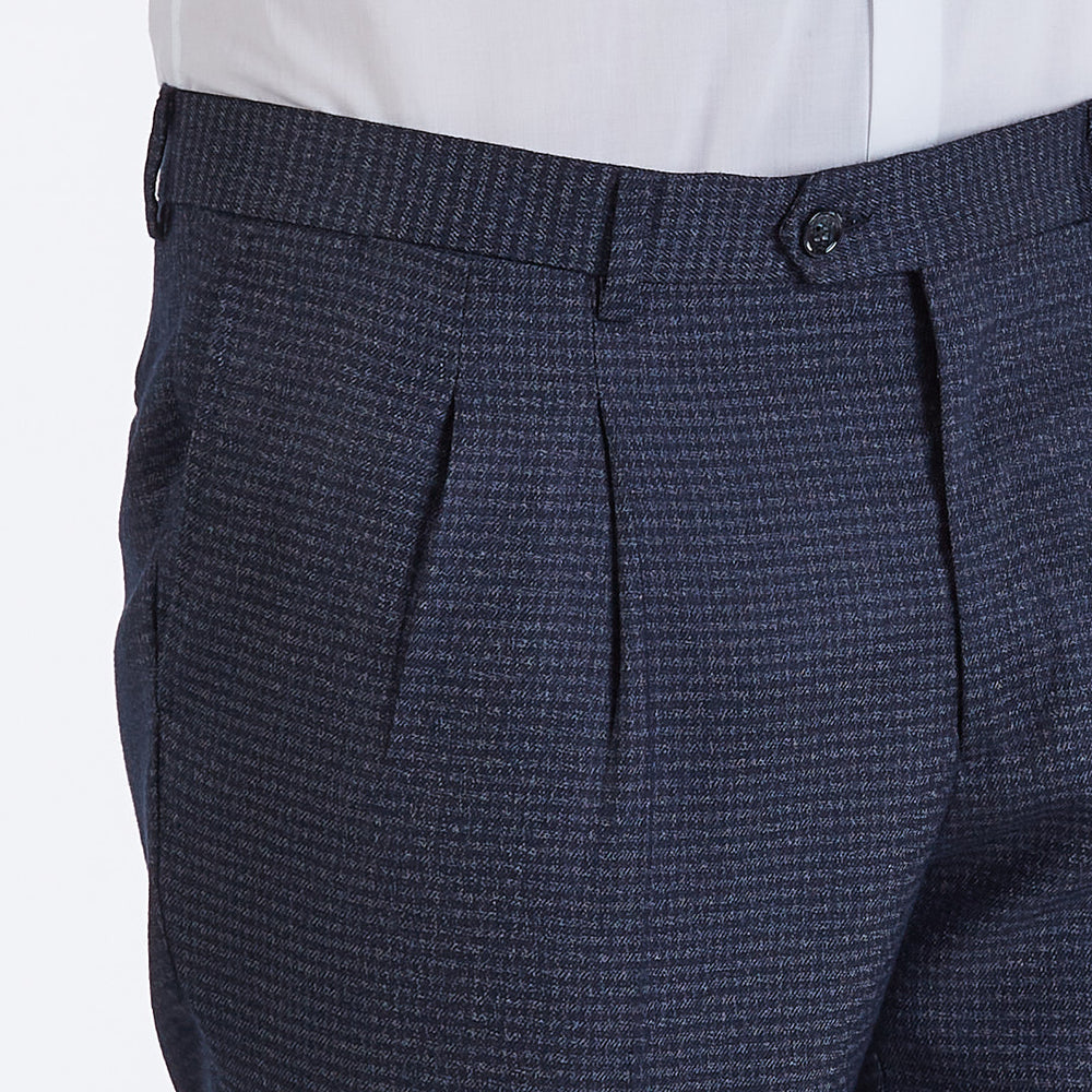 
                  
                    Pantaloni 2 pinces in misto lana blu a quadri
                  
                