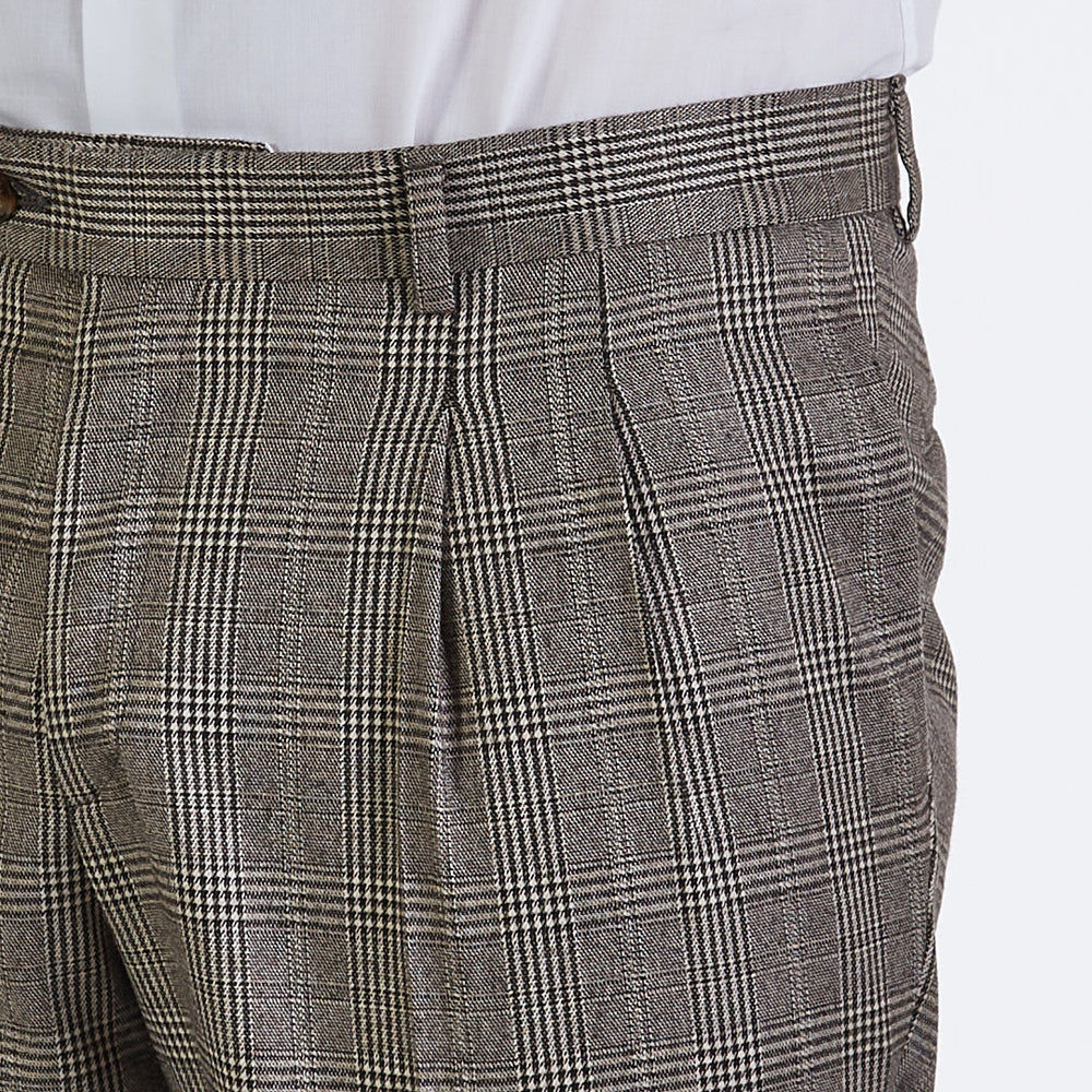 
                  
                    Pantaloni 2 pinces in misto lana principe di Galles
                  
                