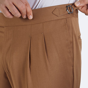 
                  
                    Tailored trousers with 2 pleats in beige wool blend
                  
                