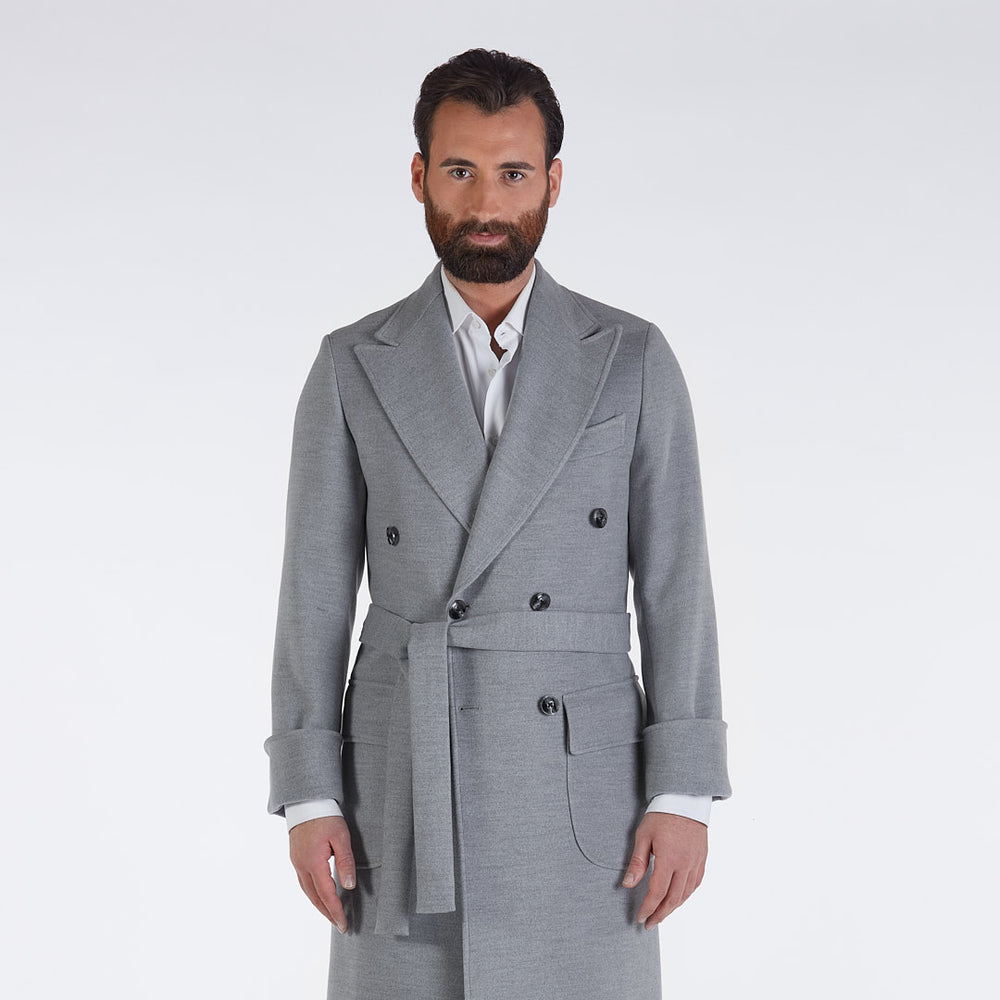 Londra - Cappotto doppiopetto in misto lana grigia