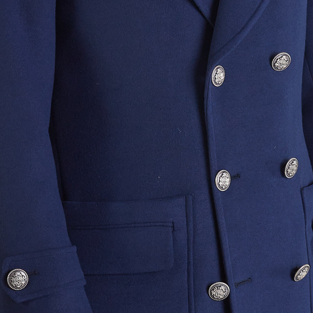 
                  
                    Genova - Cappotto militare in misto lana blu
                  
                