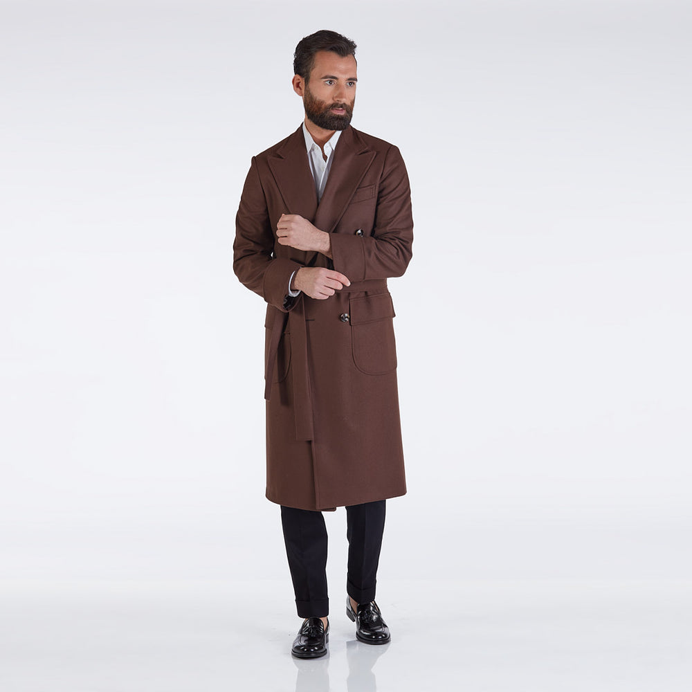 
                  
                    Londra - Cappotto doppiopetto in misto lana marrone
                  
                