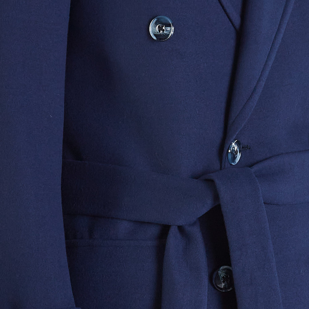 
                  
                    Londra - Cappotto doppiopetto in misto lana blu
                  
                