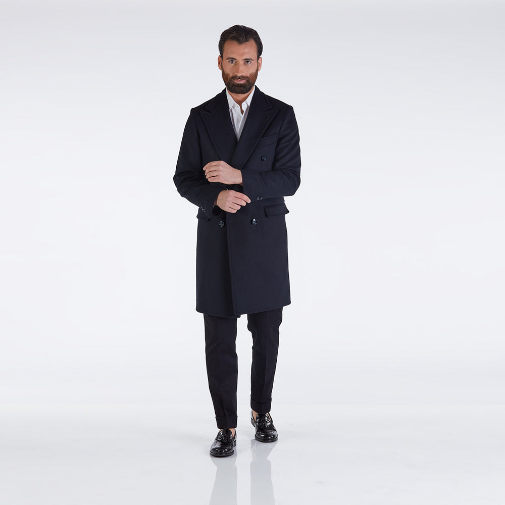 
                  
                    Milano - Blue wool blend double-breasted coat
                  
                