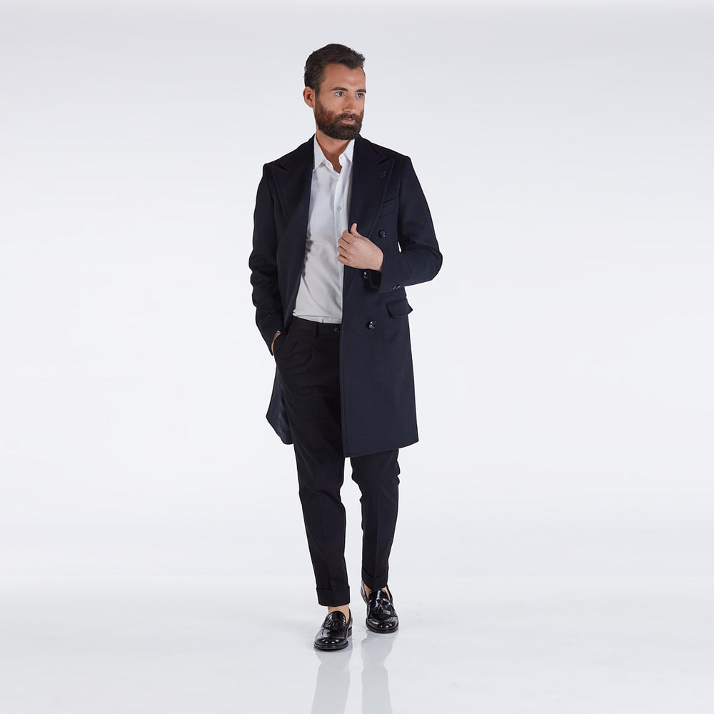 
                  
                    Milano - Blue wool blend double-breasted coat
                  
                